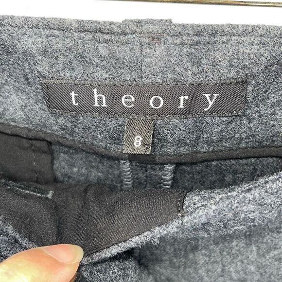 Theory Womens Ferran Flannel Wool Blend Tapered‎ Trouser Pants Charcoal Sz 8 NWT - Picture 5 of 11